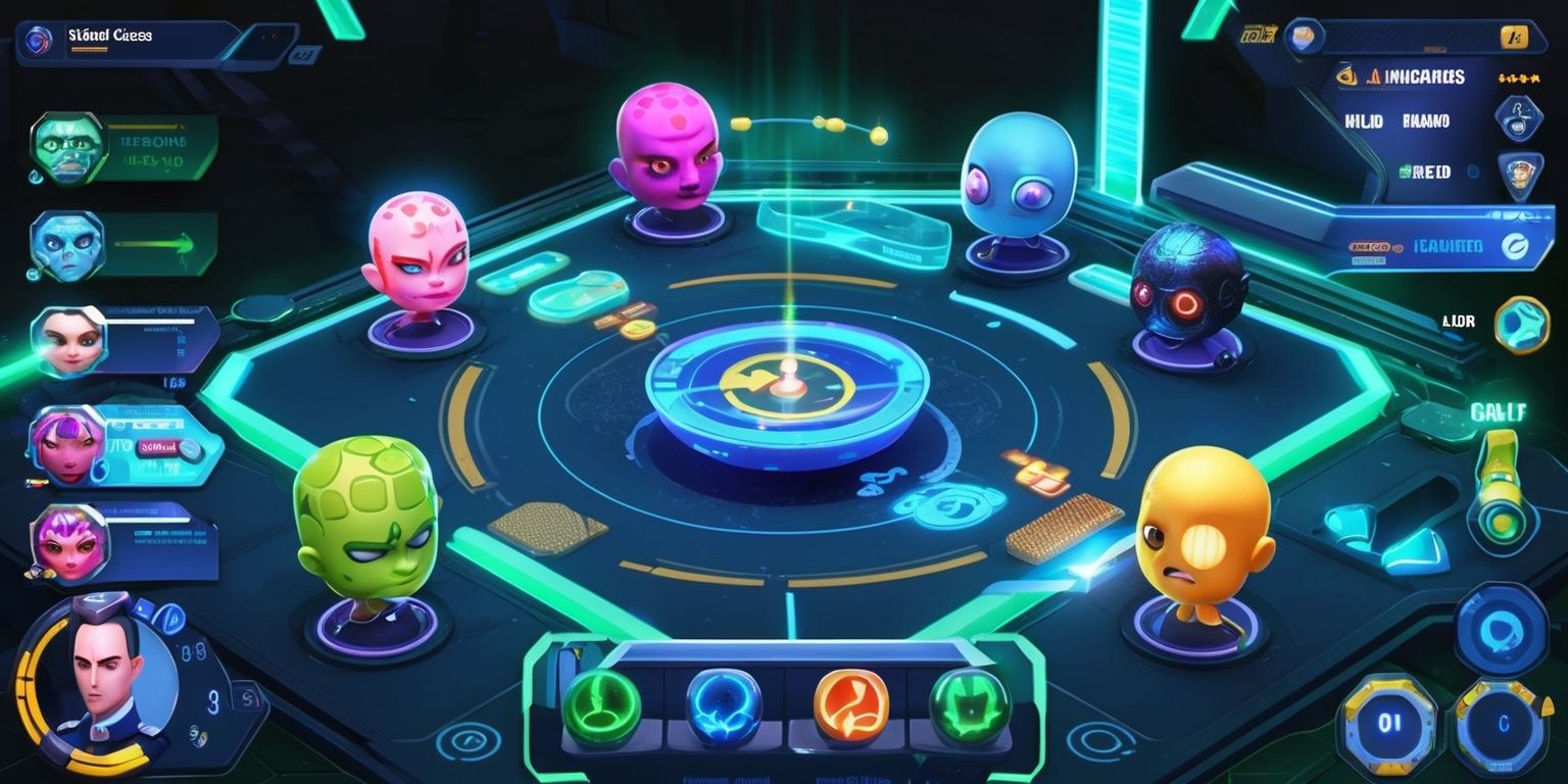 A digital illustration of a mobile game interface for Cell Survivor, featuring a futuristic cellular environment with vibrant colors, including shades of blue and green, and a mix of 3D and 2D visual elements, with bold fonts and sleek lines, set against a dark background, showcasing various cell-like characters with distinct facial features and skin tones, each with unique attributes, such as glowing accents or textured surfaces, surrounded by menus, buttons, and other interactive game elements, including a leaderboard, power-ups, and a progress bar, with a clean and modern layout, and a focal point on the central gameplay area, where players can navigate and control their cell characters, with dynamic lighting effects and subtle animations, creating an immersive and engaging visual experience.