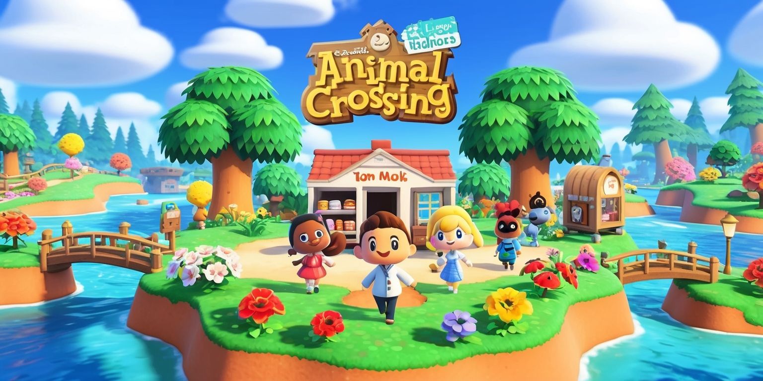 A vibrant and colorful digital illustration of the Animal Crossing: New Horizons game, set on a picturesque island with lush green trees, bright blue skies, and fluffy white clouds, featuring Tom Nook's store and various adorable characters, including Tom Nook himself, Isabelle, and K.K. Slider, with detailed facial features and expressive personalities, surrounded by beautiful flowers, trees, and other island elements, with a warm and inviting atmosphere, and a mix of natural and architectural elements, including bridges, paths, and buildings, with a soft and dreamy quality to the overall scene, and a sense of tranquility and peacefulness, capturing the essence of the game's charming and relaxing gameplay.